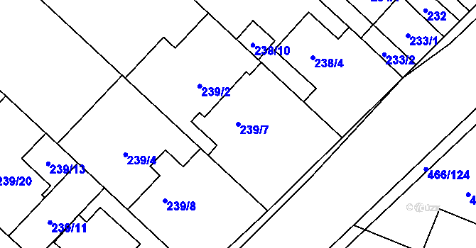 Parcela st. 239/7 v KÚ Rebešovice, Katastrální mapa