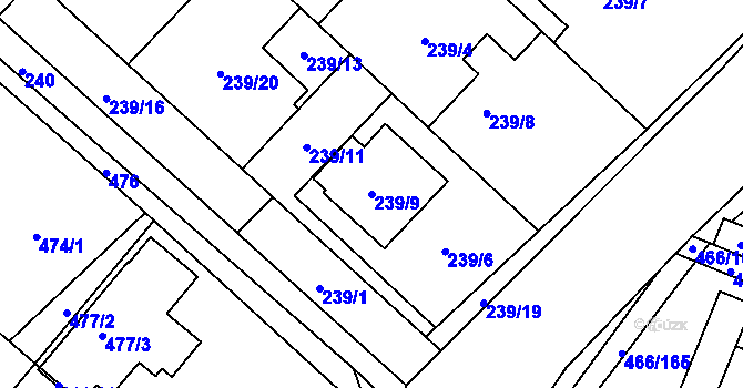 Parcela st. 239/9 v KÚ Rebešovice, Katastrální mapa