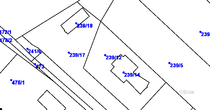 Parcela st. 239/12 v KÚ Rebešovice, Katastrální mapa