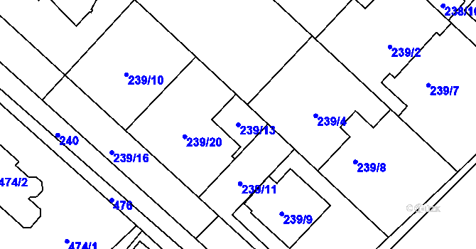 Parcela st. 239/13 v KÚ Rebešovice, Katastrální mapa