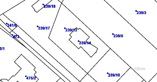 Parcela st. 239/14 v KÚ Rebešovice, Katastrální mapa