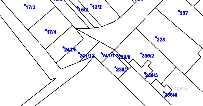 Parcela st. 241/1 v KÚ Rebešovice, Katastrální mapa