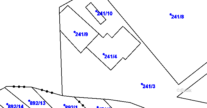 Parcela st. 241/4 v KÚ Rebešovice, Katastrální mapa