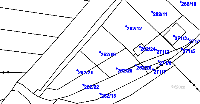 Parcela st. 262/19 v KÚ Rebešovice, Katastrální mapa