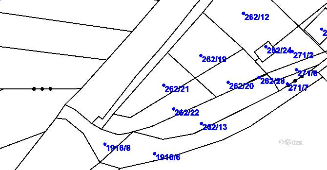 Parcela st. 262/21 v KÚ Rebešovice, Katastrální mapa