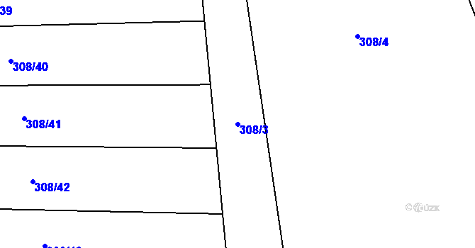 Parcela st. 308/3 v KÚ Rebešovice, Katastrální mapa