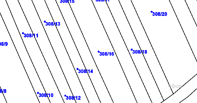 Parcela st. 308/16 v KÚ Rebešovice, Katastrální mapa