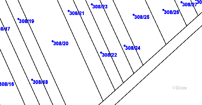 Parcela st. 308/22 v KÚ Rebešovice, Katastrální mapa