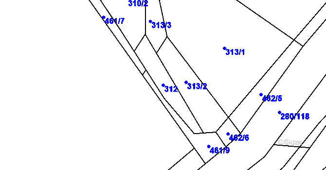 Parcela st. 312 v KÚ Rebešovice, Katastrální mapa