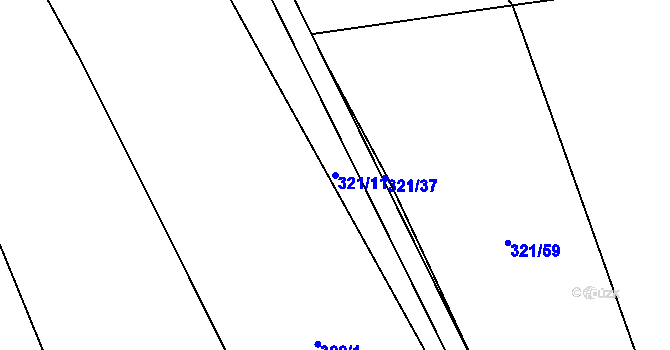 Parcela st. 321/11 v KÚ Rebešovice, Katastrální mapa