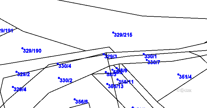 Parcela st. 329/3 v KÚ Rebešovice, Katastrální mapa