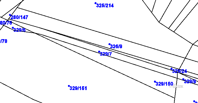 Parcela st. 329/7 v KÚ Rebešovice, Katastrální mapa