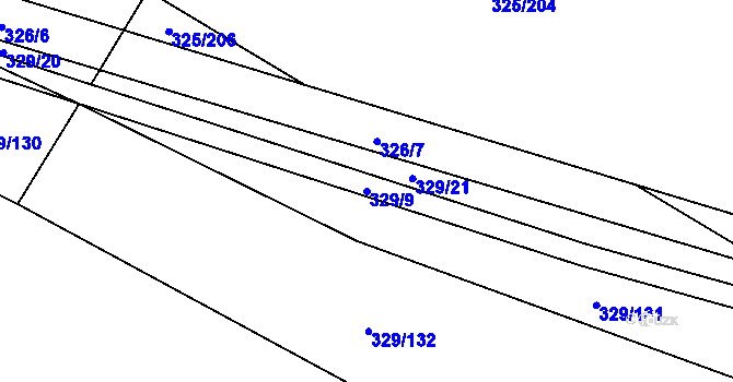 Parcela st. 329/9 v KÚ Rebešovice, Katastrální mapa