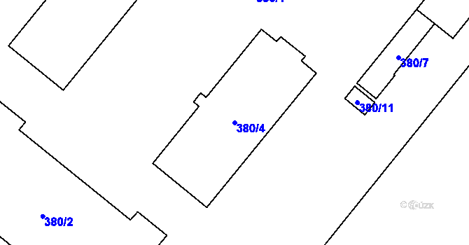 Parcela st. 380/4 v KÚ Rebešovice, Katastrální mapa