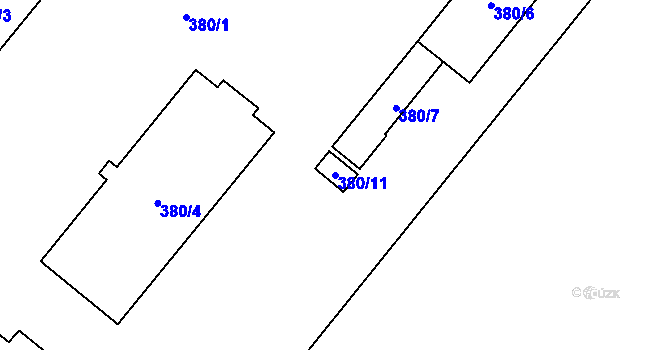 Parcela st. 380/11 v KÚ Rebešovice, Katastrální mapa
