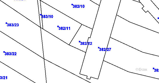 Parcela st. 382/22 v KÚ Rebešovice, Katastrální mapa