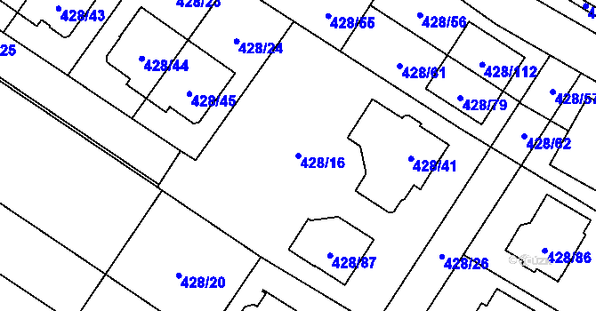 Parcela st. 428/16 v KÚ Rebešovice, Katastrální mapa