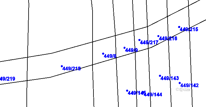 Parcela st. 449/8 v KÚ Rebešovice, Katastrální mapa
