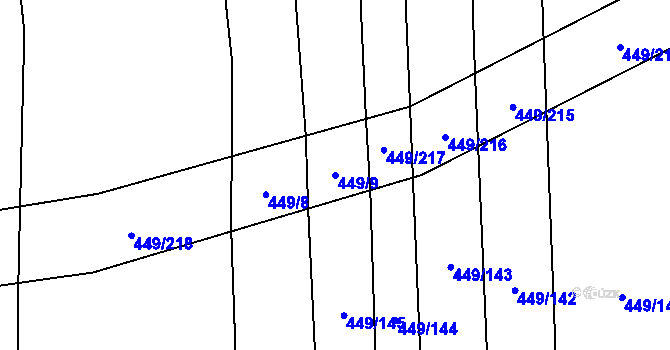 Parcela st. 449/9 v KÚ Rebešovice, Katastrální mapa