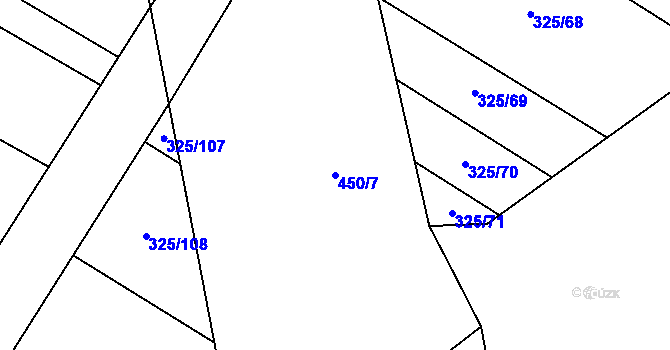 Parcela st. 450/7 v KÚ Rebešovice, Katastrální mapa