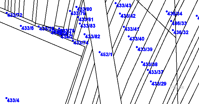Parcela st. 452/1 v KÚ Rebešovice, Katastrální mapa