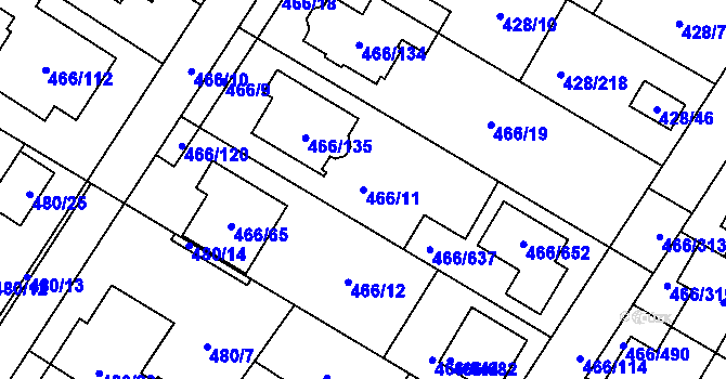 Parcela st. 466/11 v KÚ Rebešovice, Katastrální mapa