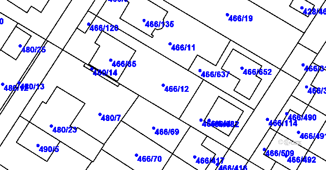 Parcela st. 466/12 v KÚ Rebešovice, Katastrální mapa