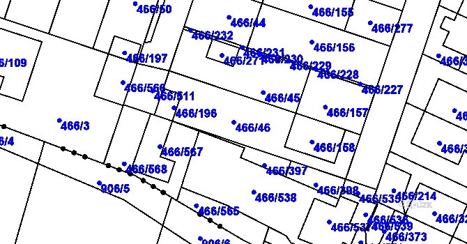 Parcela st. 466/46 v KÚ Rebešovice, Katastrální mapa