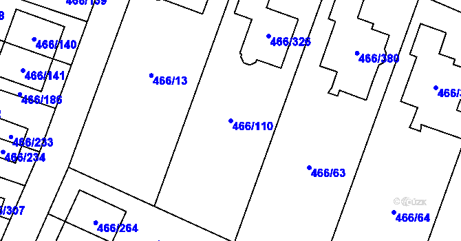 Parcela st. 466/110 v KÚ Rebešovice, Katastrální mapa
