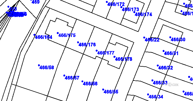 Parcela st. 466/177 v KÚ Rebešovice, Katastrální mapa
