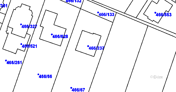 Parcela st. 466/237 v KÚ Rebešovice, Katastrální mapa