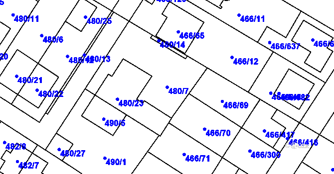 Parcela st. 480/7 v KÚ Rebešovice, Katastrální mapa
