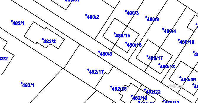 Parcela st. 480/8 v KÚ Rebešovice, Katastrální mapa