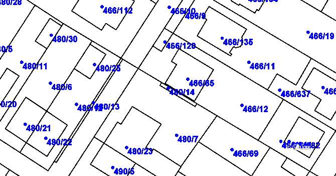 Parcela st. 480/14 v KÚ Rebešovice, Katastrální mapa