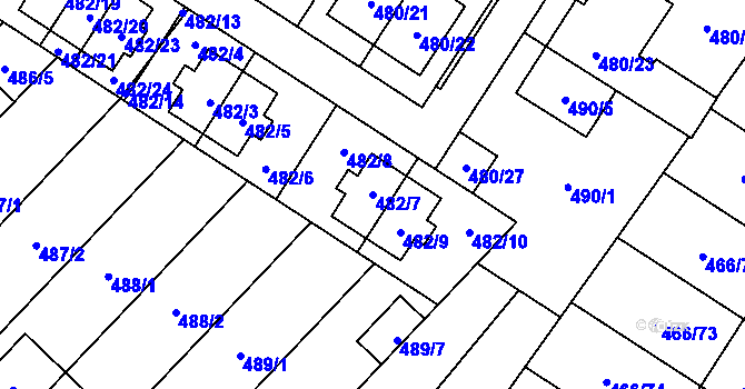 Parcela st. 482/7 v KÚ Rebešovice, Katastrální mapa