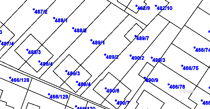 Parcela st. 489/2 v KÚ Rebešovice, Katastrální mapa