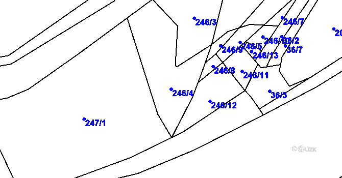 Parcela st. 246/4 v KÚ Rebešovice, Katastrální mapa