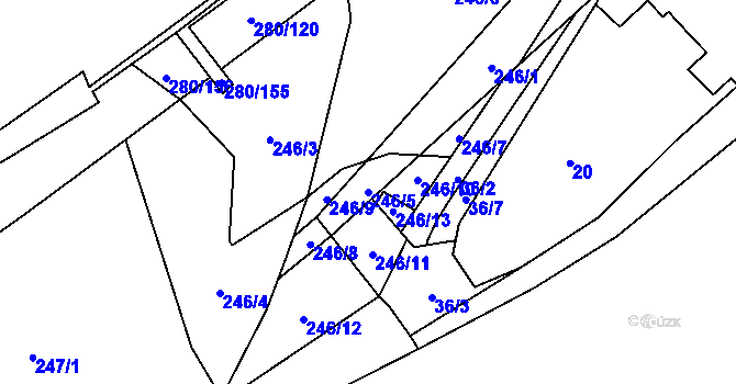 Parcela st. 246/5 v KÚ Rebešovice, Katastrální mapa