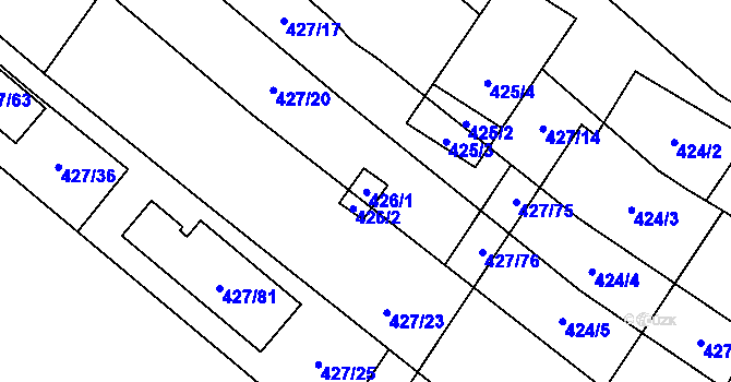 Parcela st. 426/1 v KÚ Rebešovice, Katastrální mapa