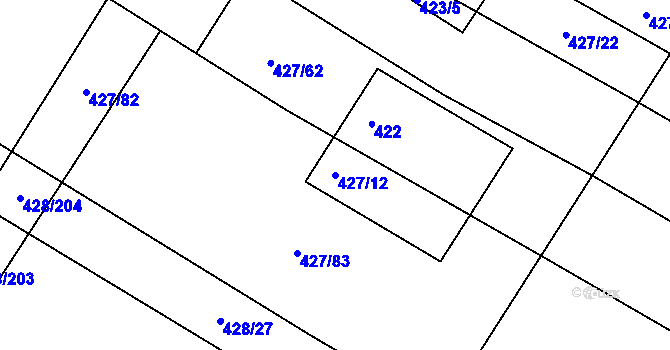 Parcela st. 427/12 v KÚ Rebešovice, Katastrální mapa