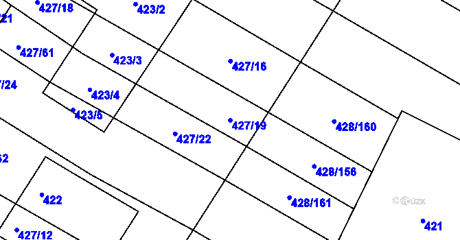Parcela st. 427/19 v KÚ Rebešovice, Katastrální mapa
