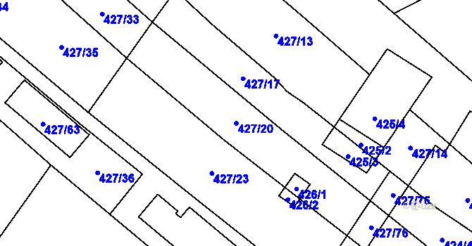 Parcela st. 427/20 v KÚ Rebešovice, Katastrální mapa