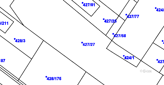 Parcela st. 427/27 v KÚ Rebešovice, Katastrální mapa