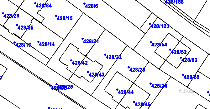 Parcela st. 428/22 v KÚ Rebešovice, Katastrální mapa