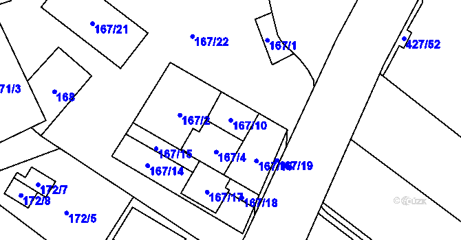 Parcela st. 167/10 v KÚ Rebešovice, Katastrální mapa