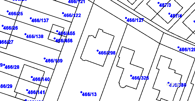 Parcela st. 466/298 v KÚ Rebešovice, Katastrální mapa