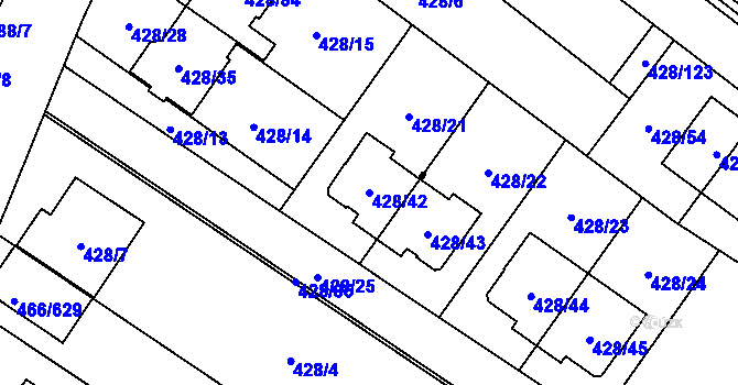 Parcela st. 428/42 v KÚ Rebešovice, Katastrální mapa