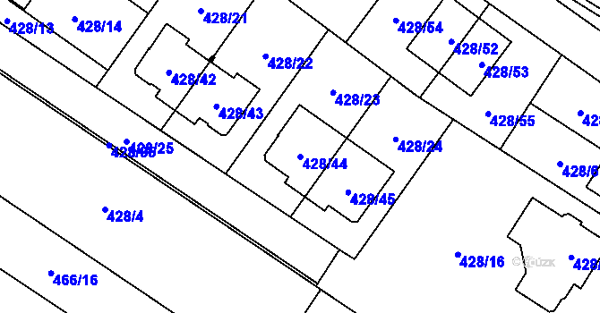 Parcela st. 428/44 v KÚ Rebešovice, Katastrální mapa