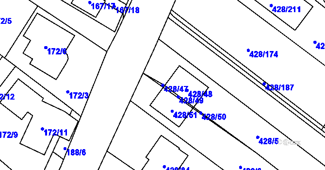 Parcela st. 428/47 v KÚ Rebešovice, Katastrální mapa