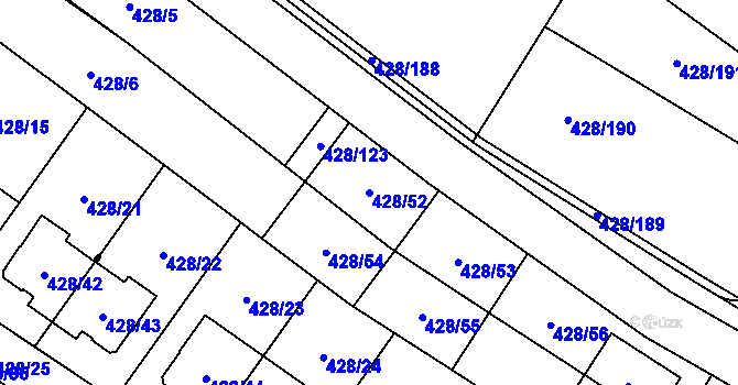 Parcela st. 428/52 v KÚ Rebešovice, Katastrální mapa